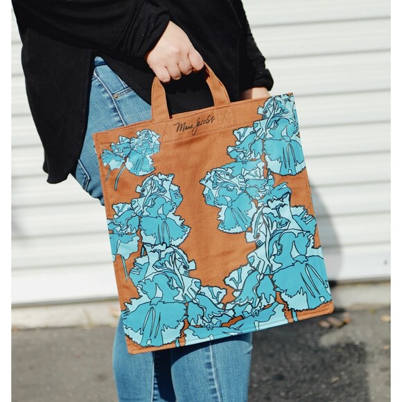 NWT Marc Jacobs Brown Blue Pansy Floral Crossbody Tote Bag - Picture 2 of 11